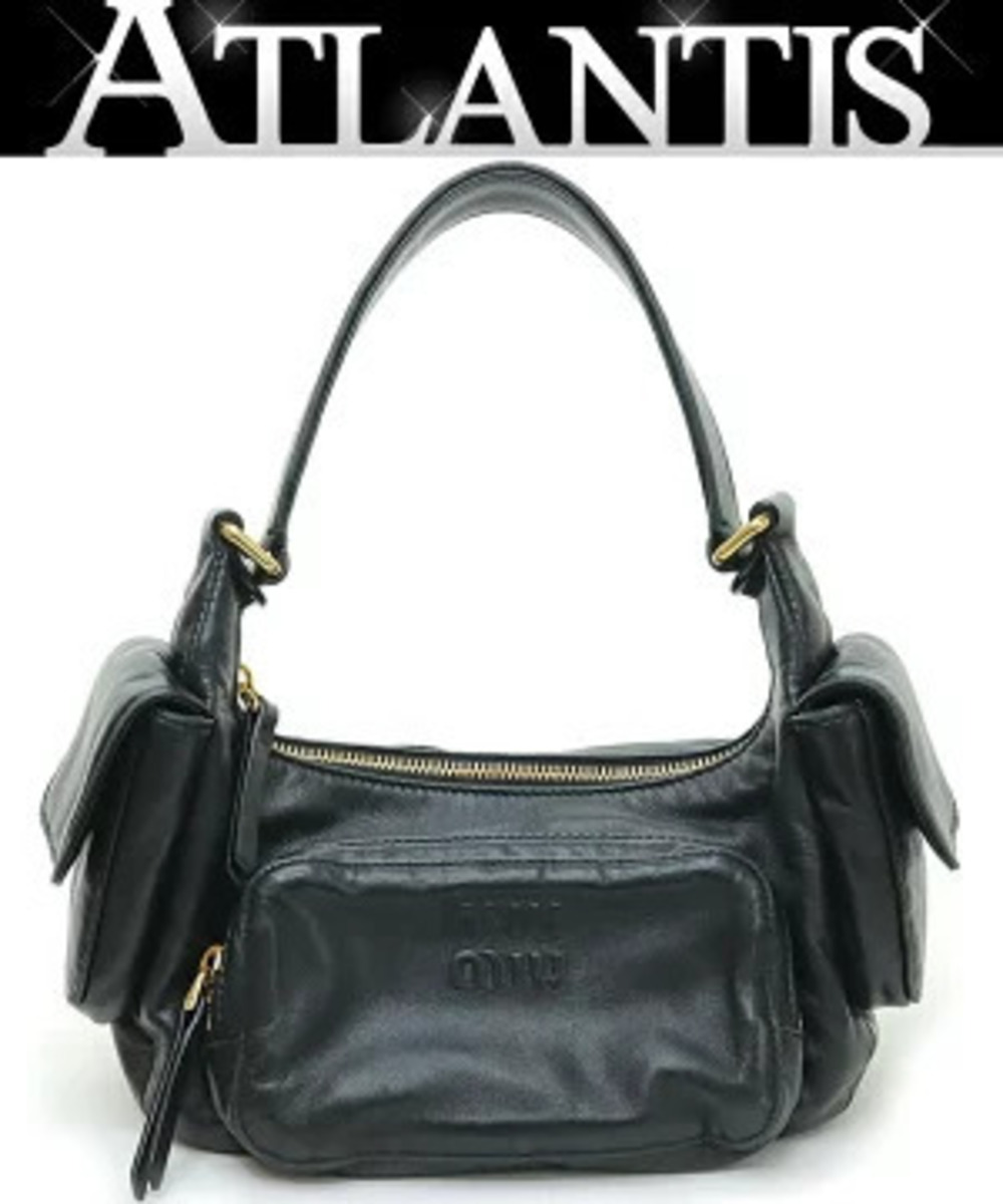 Miu Miu Pocket Bag Handbag Black Nappa Leather